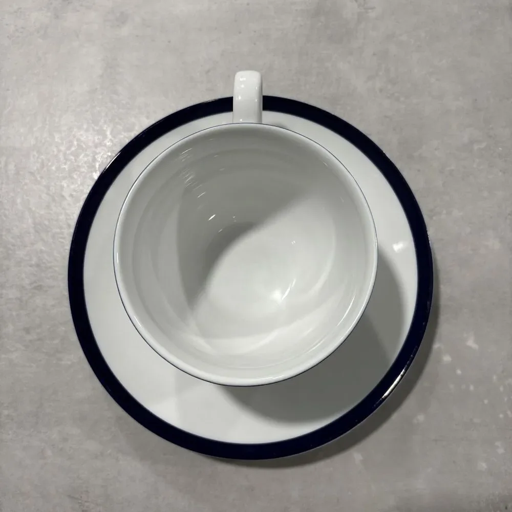 Williams-Sonoma Brasserie Blue Flat Cup Saucer Set Japan